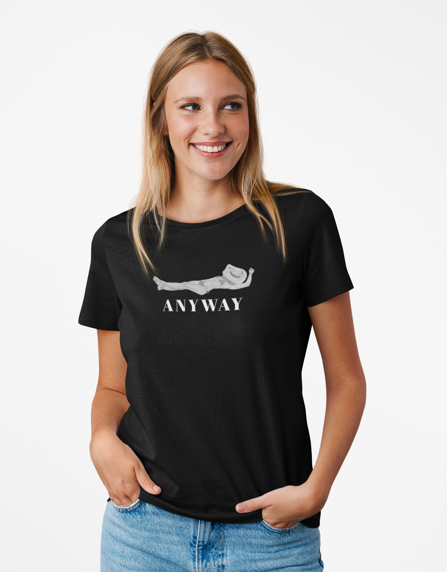 Lady Sunbathing - Anyway - Women’s Maple Tee - Black